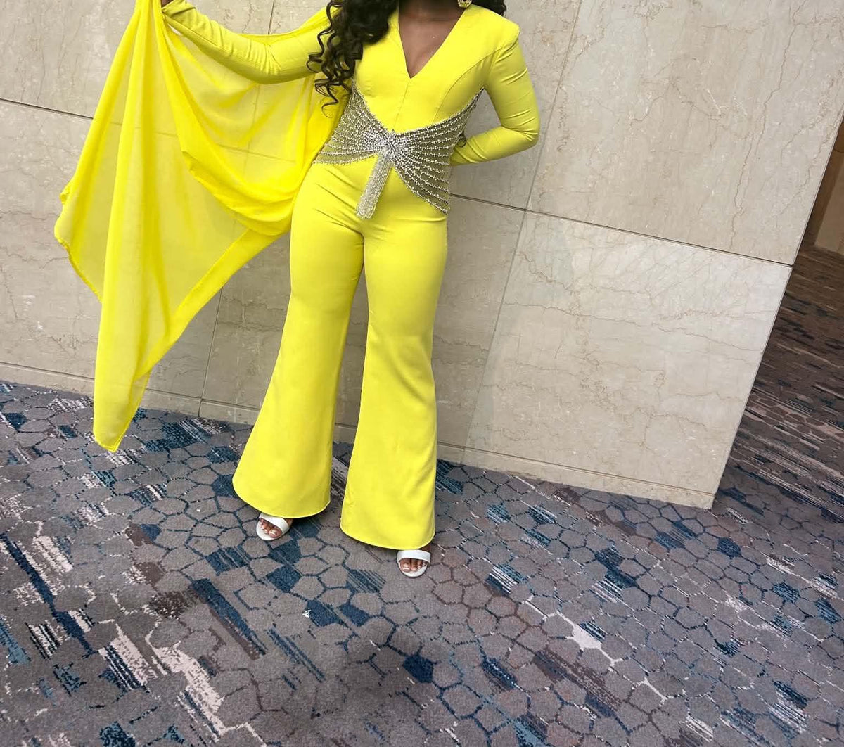 Jovanni Embellished Yellow Jumpsuit26318